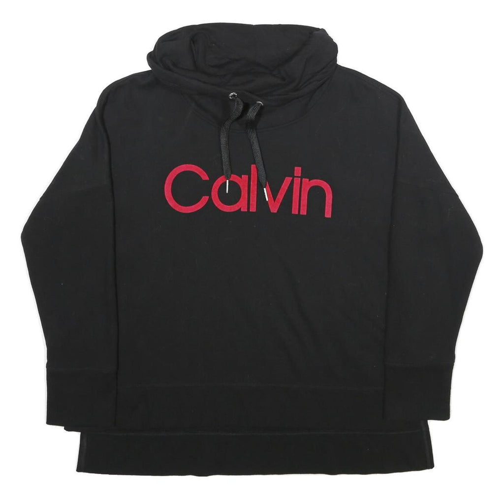 CALVIN KLEIN Womens Black Sweatshirt XL High Neck Pullover Cotton Blend Casual