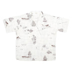 MR HAWAII INC Mens White Shirt L Map Print Cotton Blend Casual Tropical