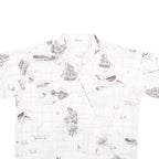 MR HAWAII INC Mens White Shirt L Map Print Cotton Blend Casual Tropical