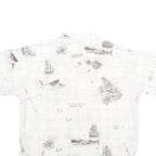 MR HAWAII INC Mens White Shirt L Map Print Cotton Blend Casual Tropical