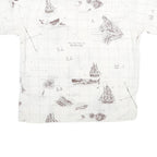 MR HAWAII INC Mens White Shirt L Map Print Cotton Blend Casual Tropical