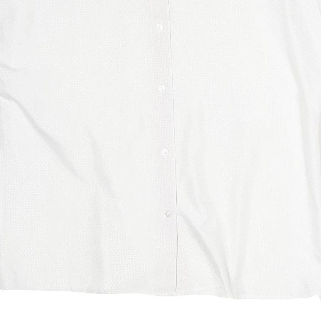 CANDA Mens White Polyester Plain Shirt L Button Sleeve Casual Relaxed Fit