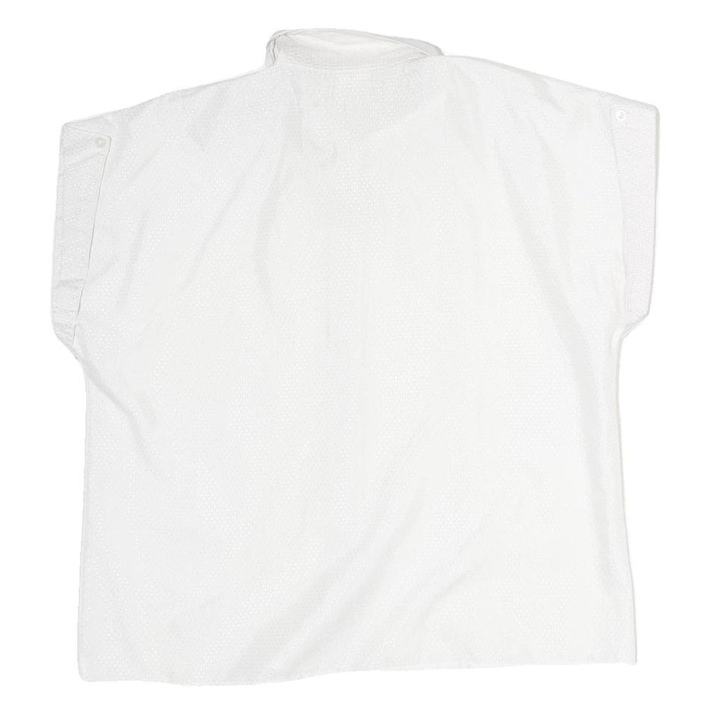 CANDA Mens White Polyester Plain Shirt L Button Sleeve Casual Relaxed Fit