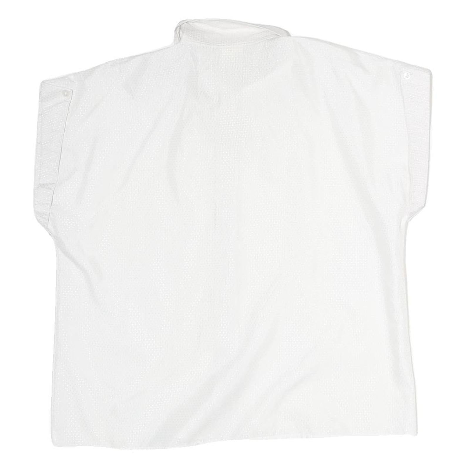 CANDA Mens White Polyester Plain Shirt L Button Sleeve Casual Relaxed Fit