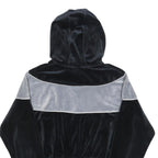 NIKE Womens Black & Grey Velvet Cropped Hoodie M Stylish Casual Sweatshirt
