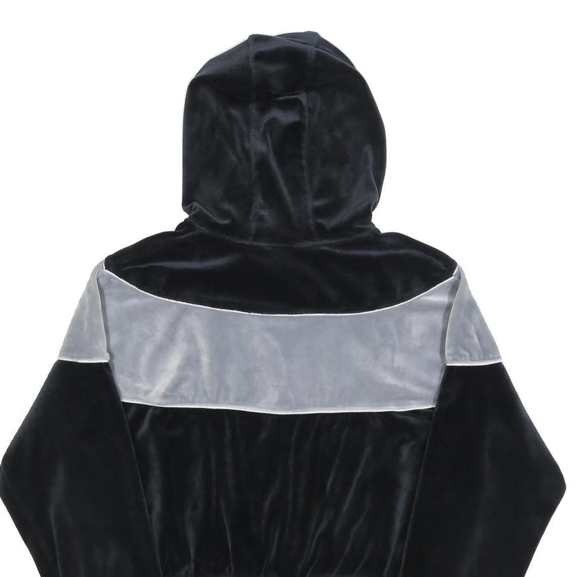 NIKE Womens Black & Grey Velvet Cropped Hoodie M Stylish Casual Sweatshirt
