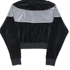 NIKE Womens Black & Grey Velvet Cropped Hoodie M Stylish Casual Sweatshirt