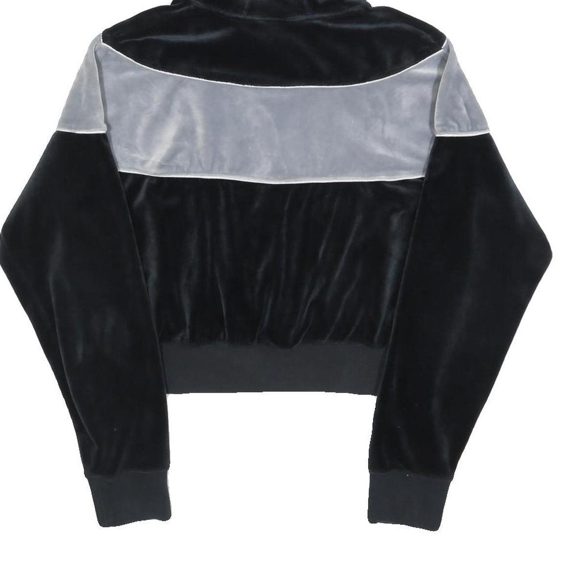 NIKE Womens Black & Grey Velvet Cropped Hoodie M Stylish Casual Sweatshirt