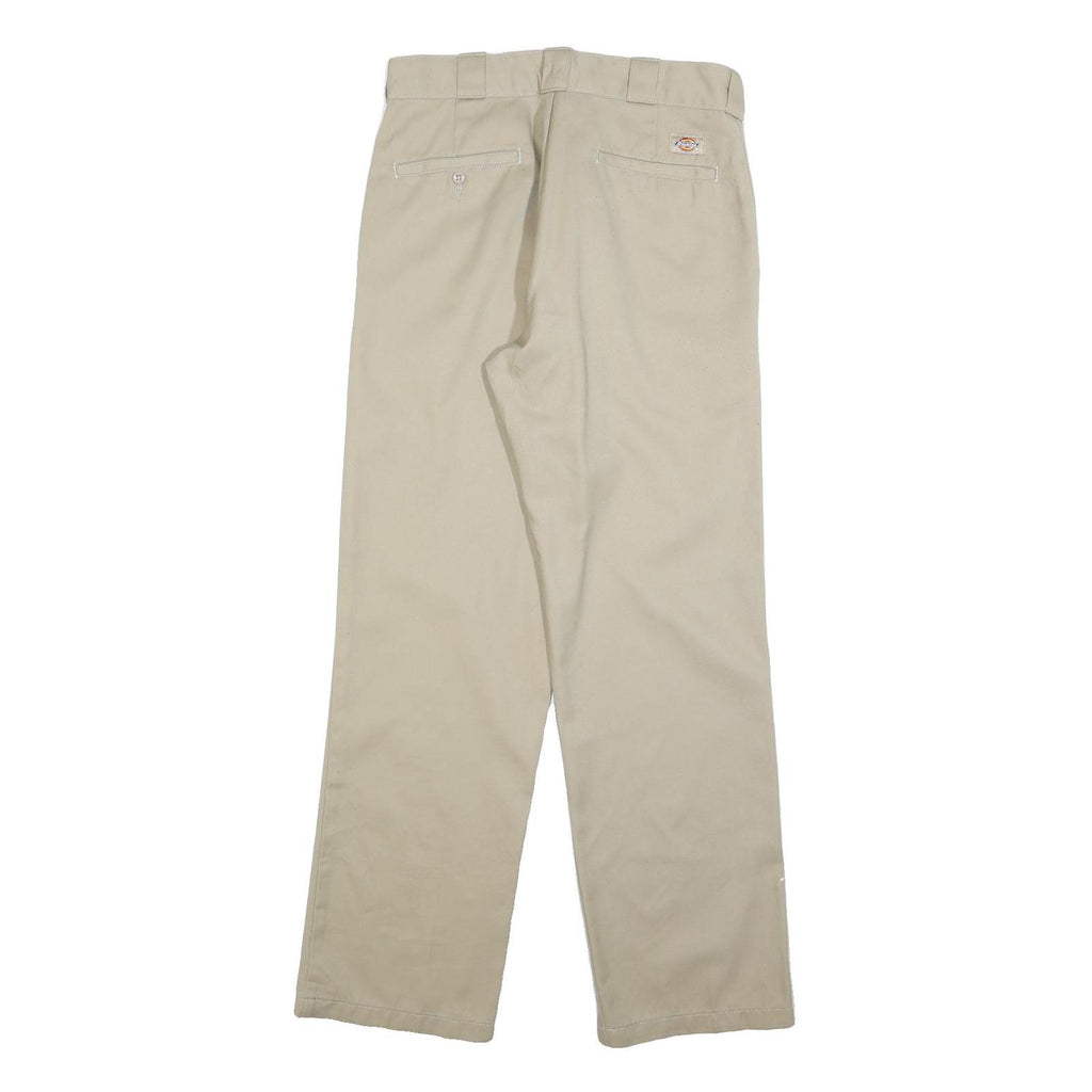 DICKIES Mens Cotton Beige Regular Straight Trousers W32 L32 Workwear Classic Fit