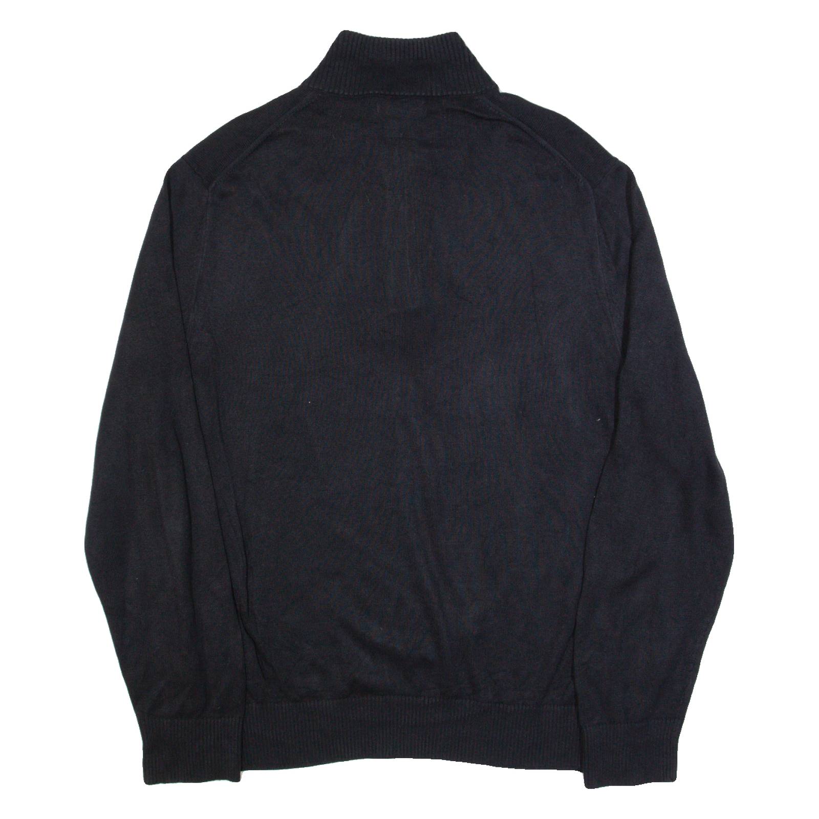 NAUTICA Mens Jumper Black 1/4 Zip Tight Knit L