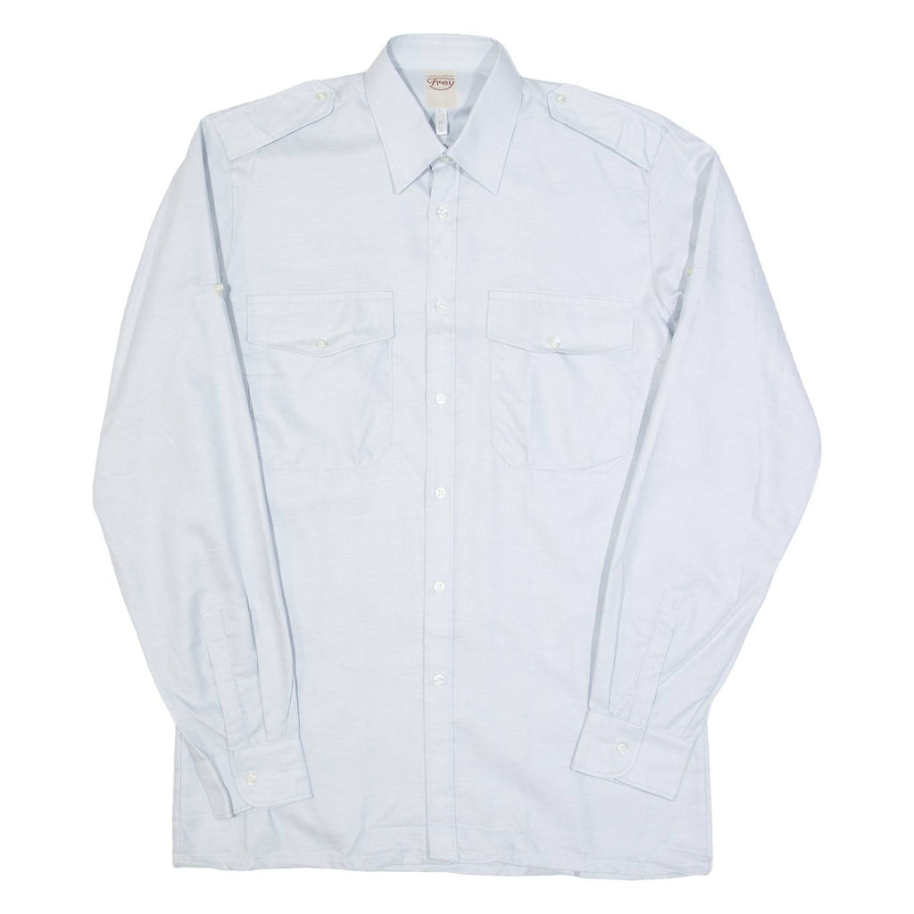CHEMISERIE FICEY Mens Plain Shirt Blue Long Sleeve S