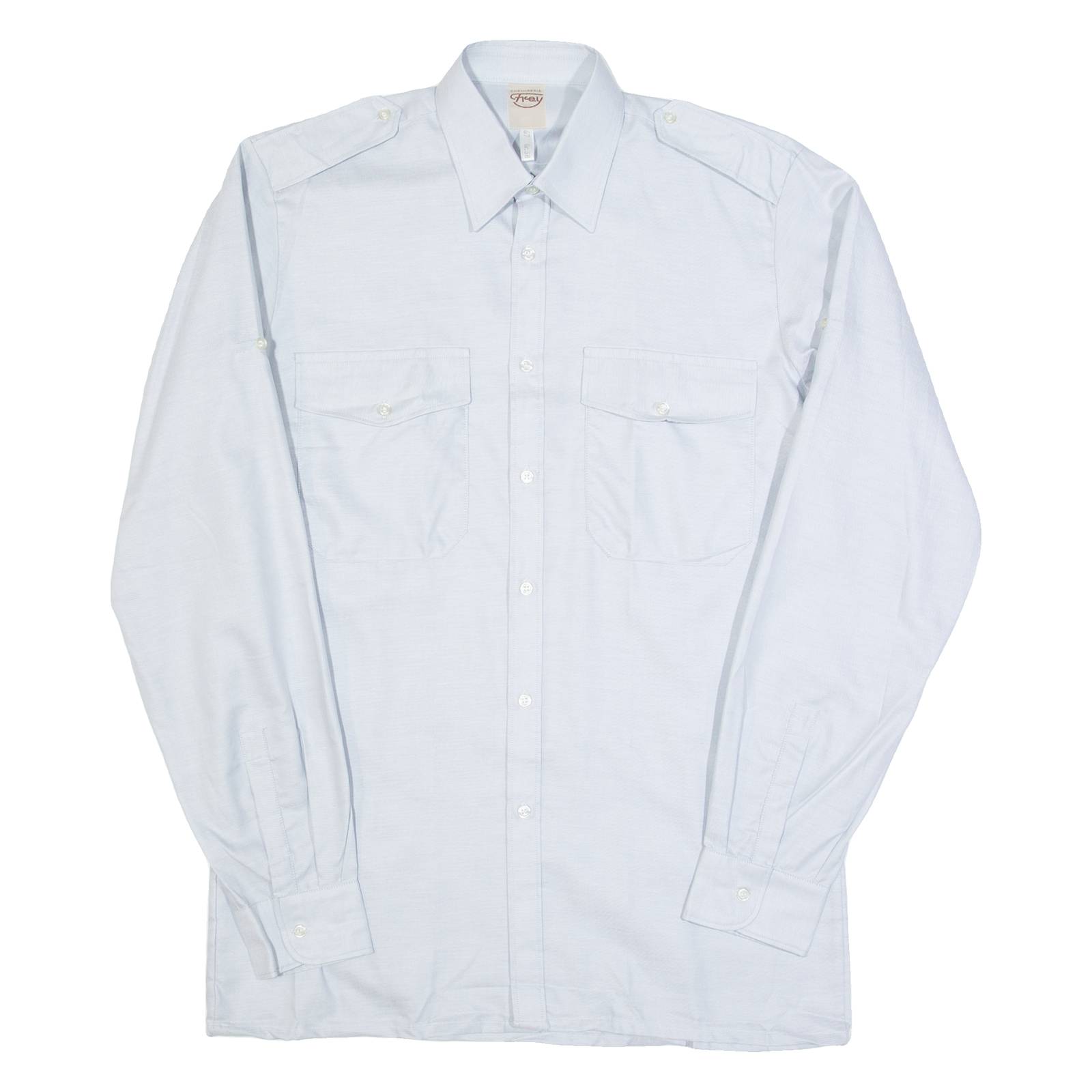 CHEMISERIE FICEY Mens Plain Shirt Blue Long Sleeve S