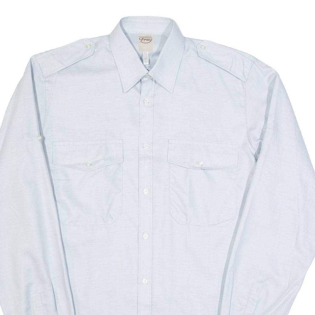 CHEMISERIE FICEY Mens Plain Shirt Blue Long Sleeve S