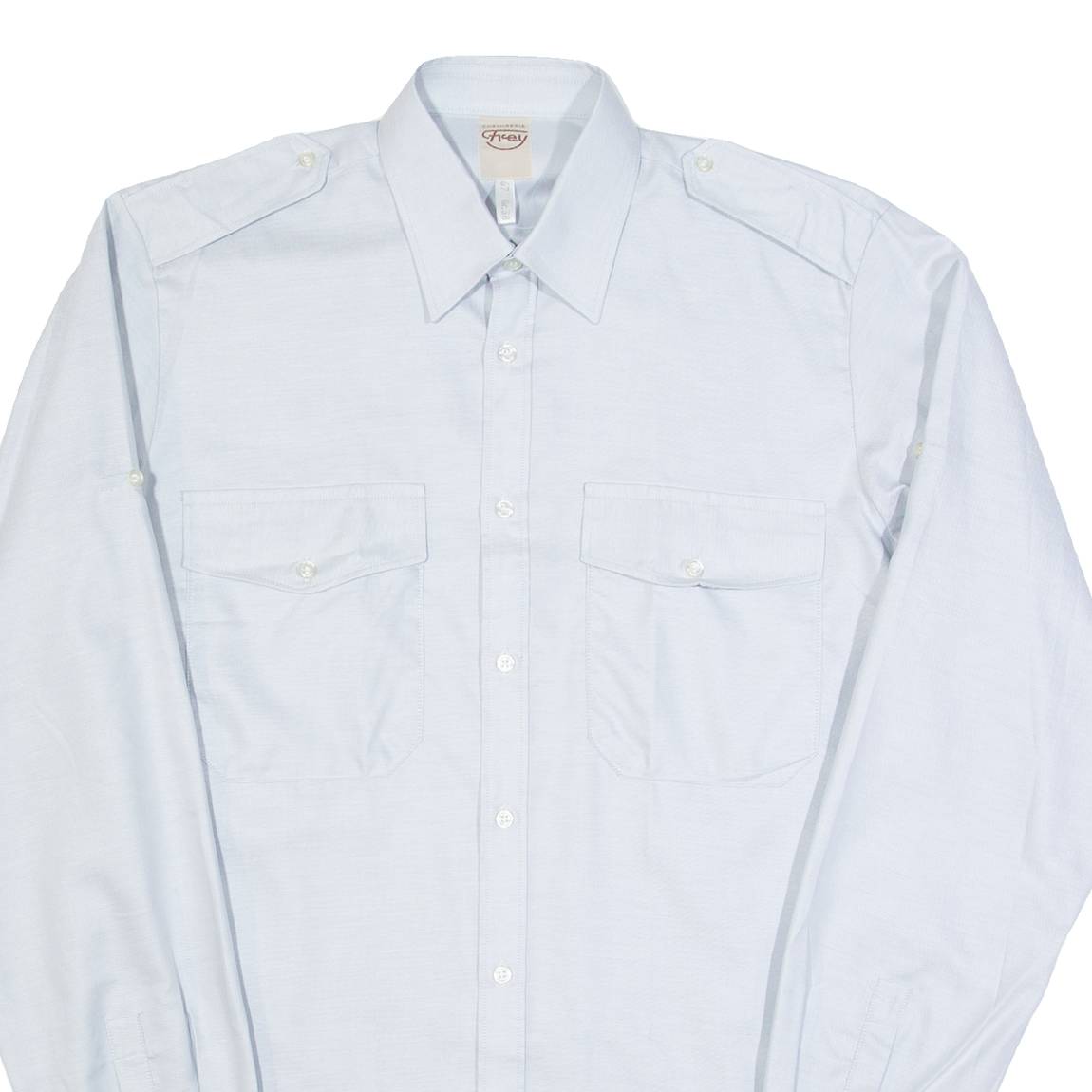 CHEMISERIE FICEY Mens Plain Shirt Blue Long Sleeve S