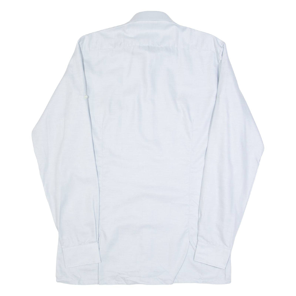 CHEMISERIE FICEY Mens Plain Shirt Blue Long Sleeve S
