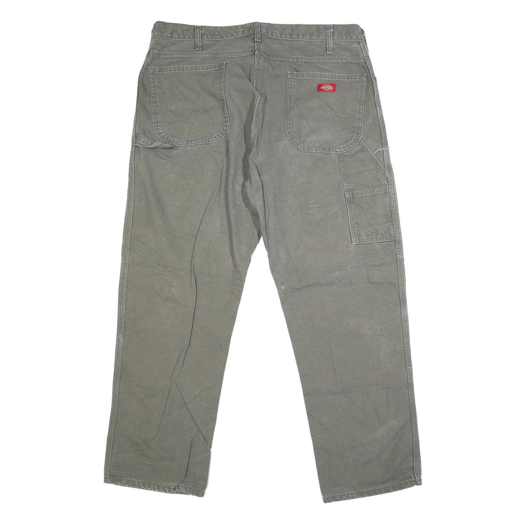 DICKIES Mens Jeans Grey Regular Straight Denim W38 L29 Workwear Utility Pants