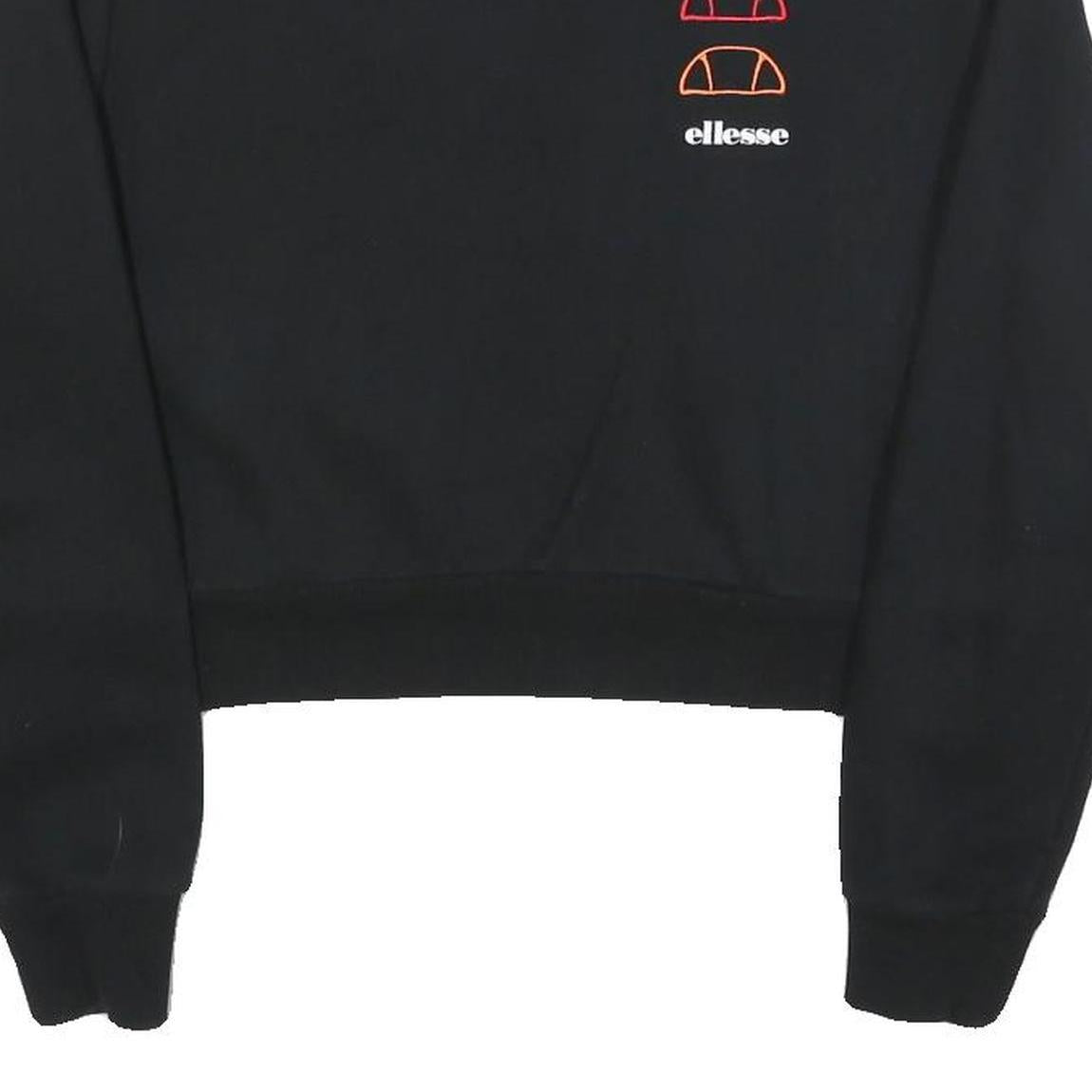 ELLESSE Womens Black Cotton Blend Crew Neck UK 12 Sweatshirt Logo Print