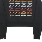 ELLESSE Womens Black Cotton Blend Crew Neck UK 12 Sweatshirt Logo Print