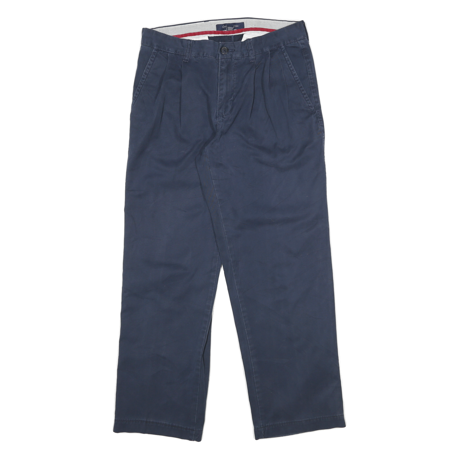 TOMMY HILFIGER Mens Cotton Blend Navy Blue Regular Fit Straight Leg Trousers W30