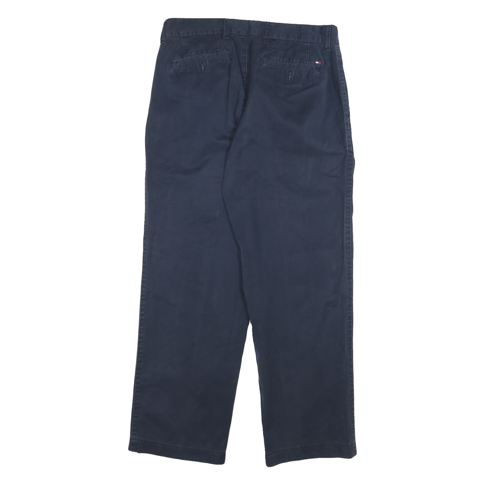 TOMMY HILFIGER Mens Cotton Blend Navy Blue Regular Fit Straight Leg Trousers W30