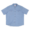 WRANGLER Mens Blue Short Sleeve Work Shirt 2XL Cotton Blend Casual Button Pocket
