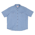 WRANGLER Mens Blue Short Sleeve Work Shirt 2XL Cotton Blend Casual Button Pocket