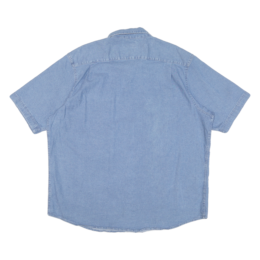 WRANGLER Mens Blue Short Sleeve Work Shirt 2XL Cotton Blend Casual Button Pocket