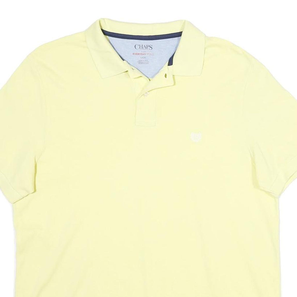 CHAPS Mens Yellow Short Sleeve Plain Polo Shirt L Cotton Casual Summer