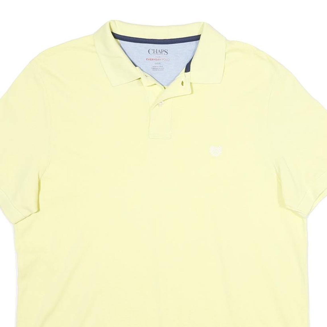 CHAPS Mens Yellow Short Sleeve Plain Polo Shirt L Cotton Casual Summer