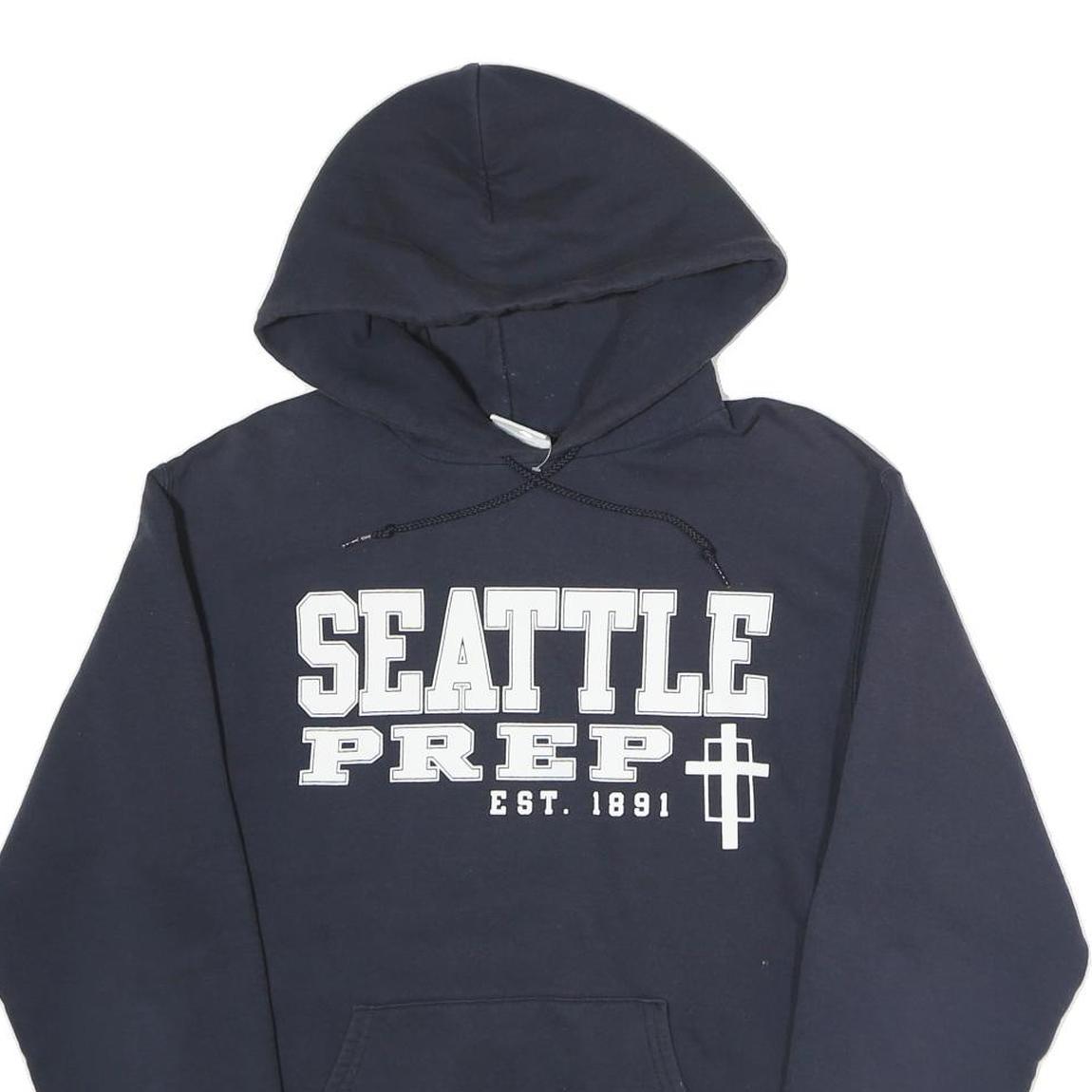 CHAMPION Mens Navy Blue Seattle Prep Pullover Hoodie S Casual Streetwear