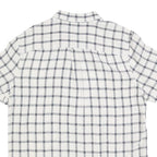 TIMBERLAND Mens White & Navy Checked Linen Shirt XL Lightweight Casual Summer