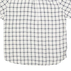 TIMBERLAND Mens White & Navy Checked Linen Shirt XL Lightweight Casual Summer