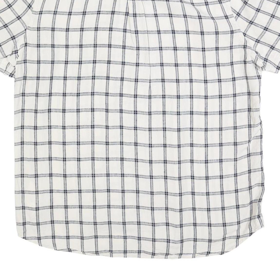 TIMBERLAND Mens White & Navy Checked Linen Shirt XL Lightweight Casual Summer