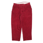 NAUTICA Mens Cotton Blend Red Relaxed Straight Trousers W34 L27 Zip Closure