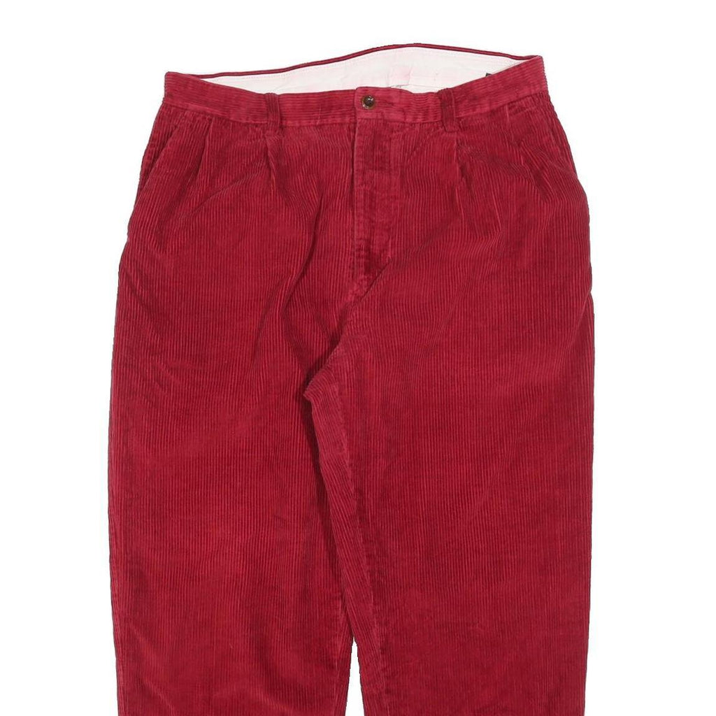 NAUTICA Mens Cotton Blend Red Relaxed Straight Trousers W34 L27 Zip Closure