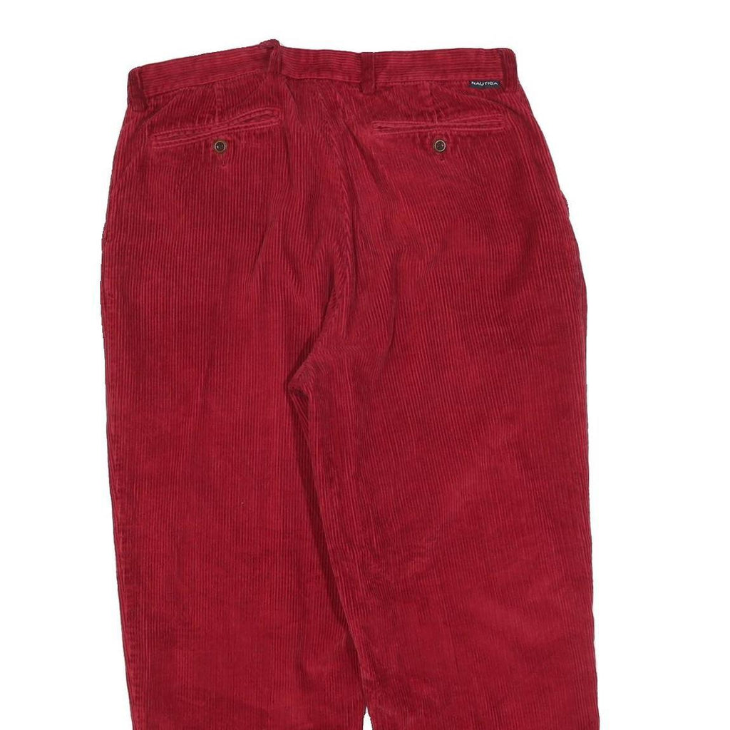 NAUTICA Mens Cotton Blend Red Relaxed Straight Trousers W34 L27 Zip Closure