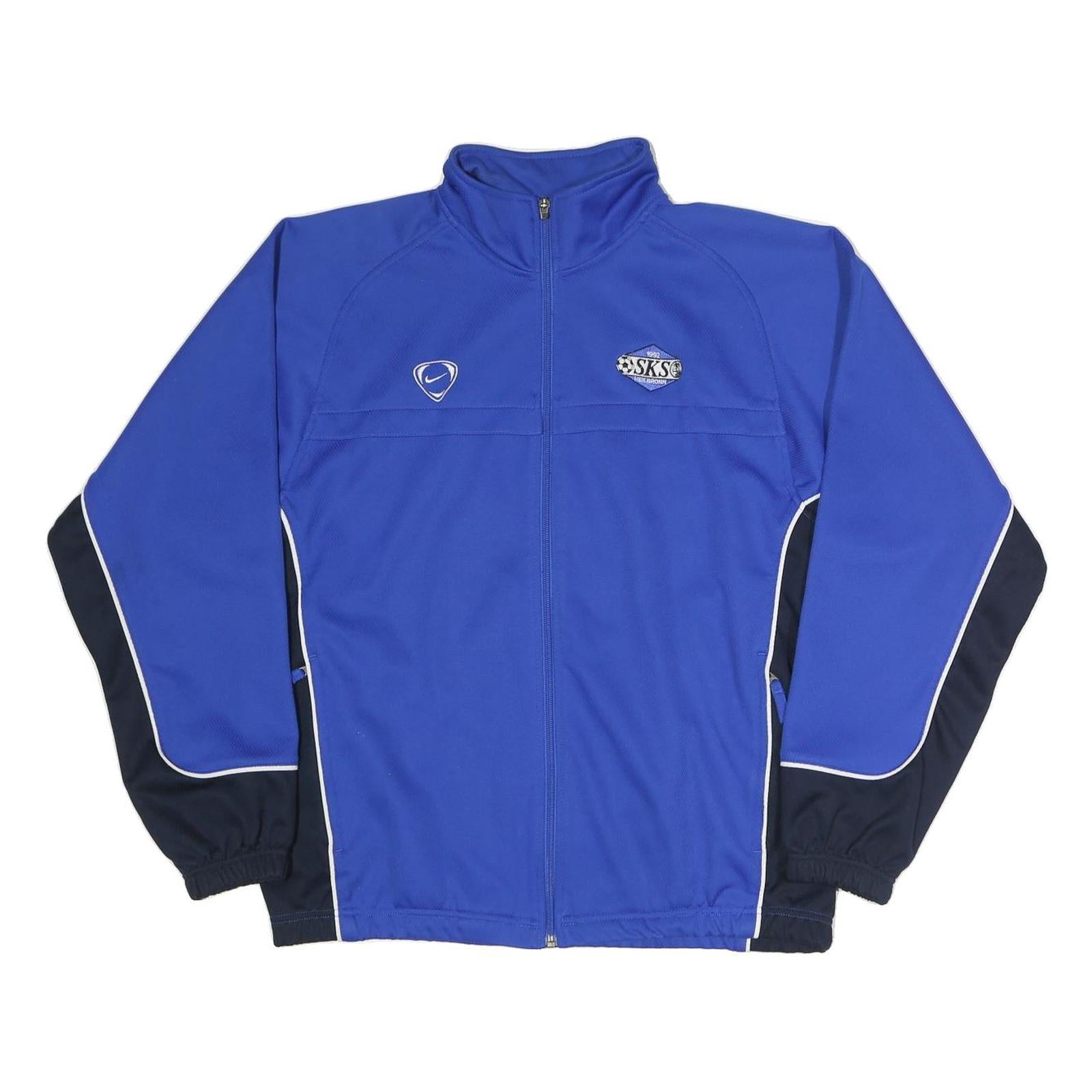 NIKE Mens Blue & Black Track Jacket L Polyester Blend Zip Sports Football SKS