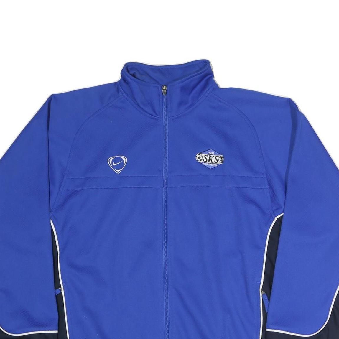 NIKE Mens Blue & Black Track Jacket L Polyester Blend Zip Sports Football SKS