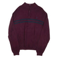 CHAPS Mens Jumper Maroon 1/4 Zip Tight Knit XL