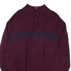 CHAPS Mens Jumper Maroon 1/4 Zip Tight Knit XL