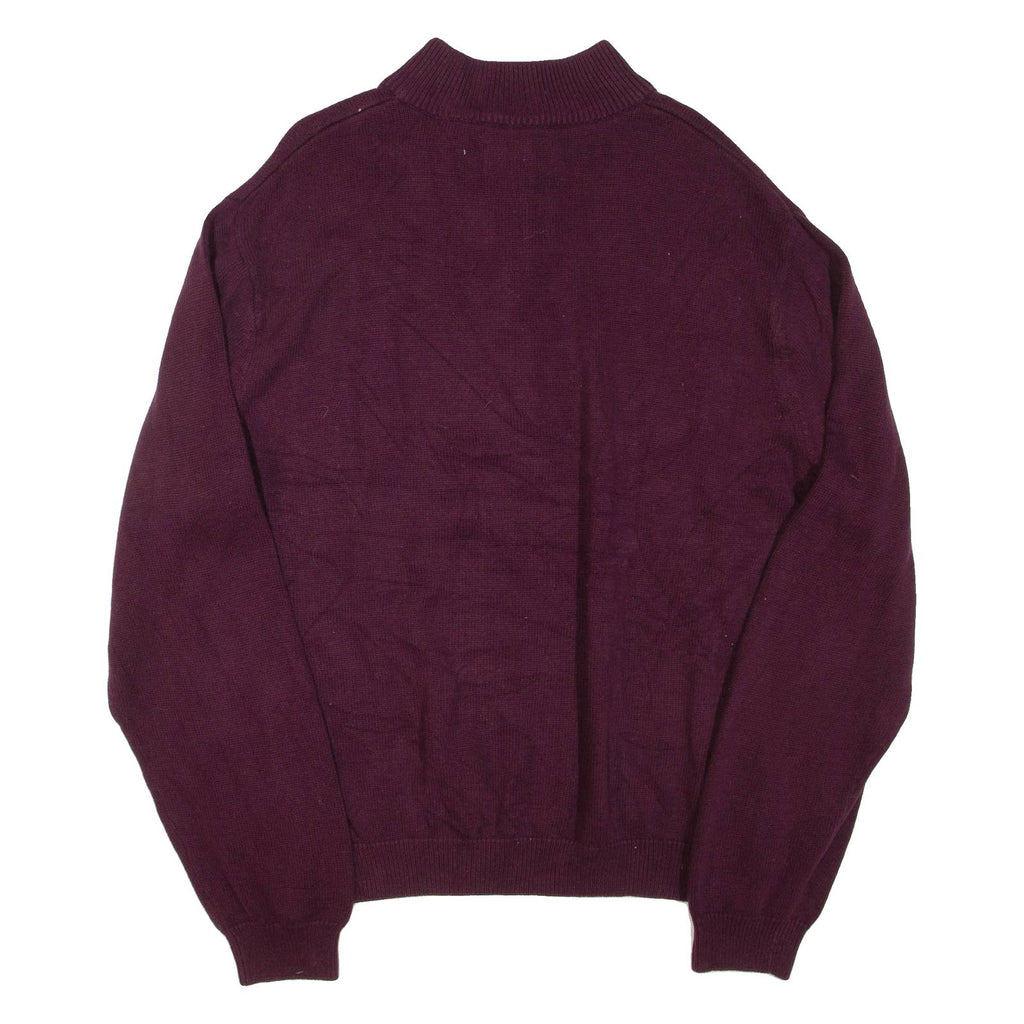 CHAPS Mens Jumper Maroon 1/4 Zip Tight Knit XL