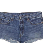 LEVI'S Womens Blue Denim Casual Cut-Off Shorts L W35 Raw Hem Distressed