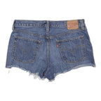 LEVI'S Womens Blue Denim Casual Cut-Off Shorts L W35 Raw Hem Distressed
