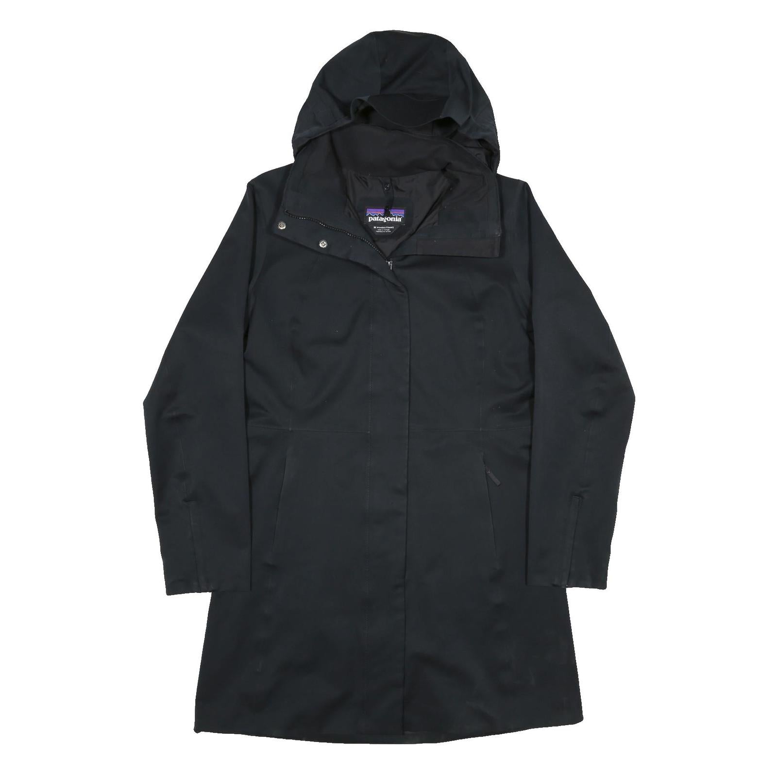 PATAGONIA Womens Black Outdoor Jacket M Polyester Zip Hooded Plain
