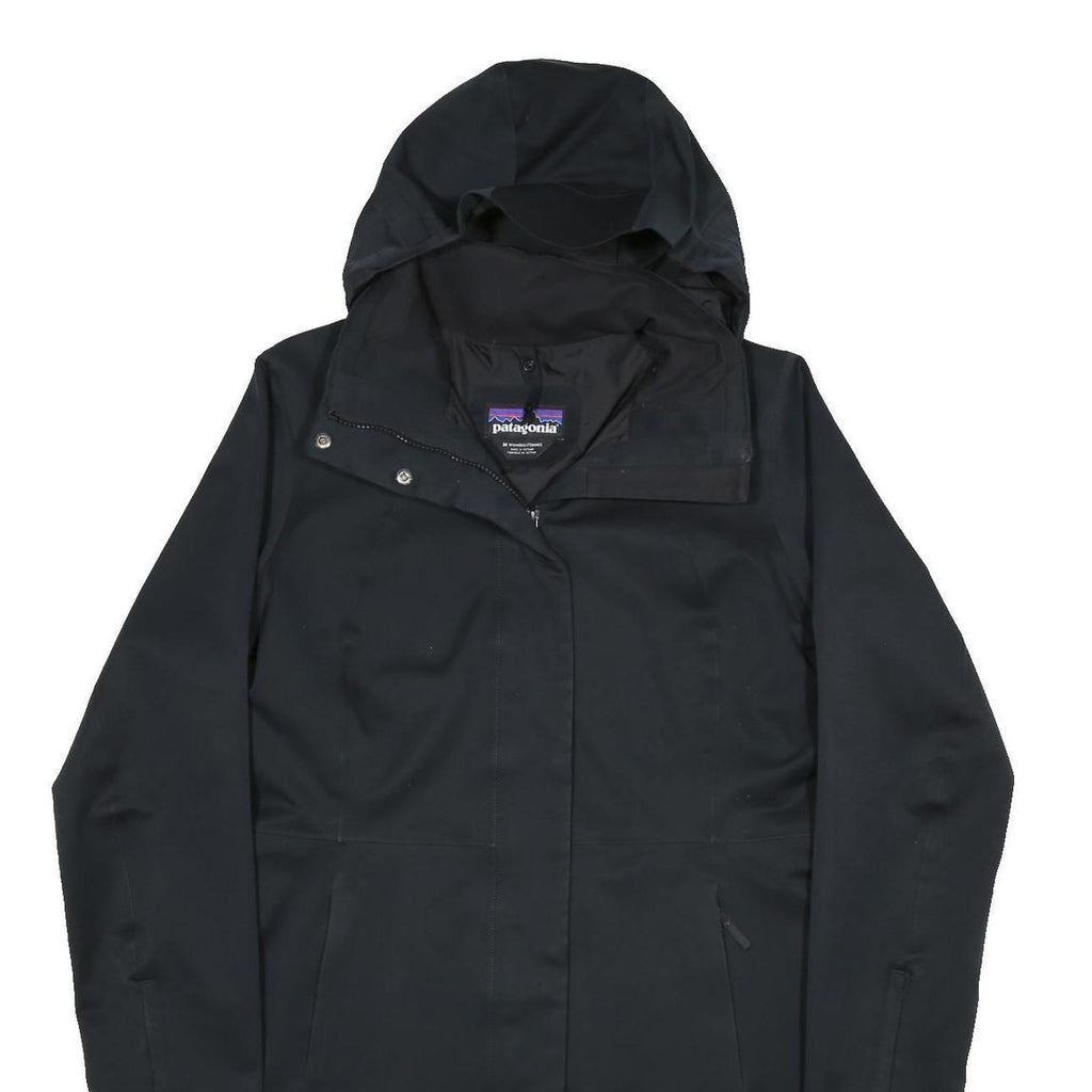 PATAGONIA Womens Black Outdoor Jacket M Polyester Zip Hooded Plain