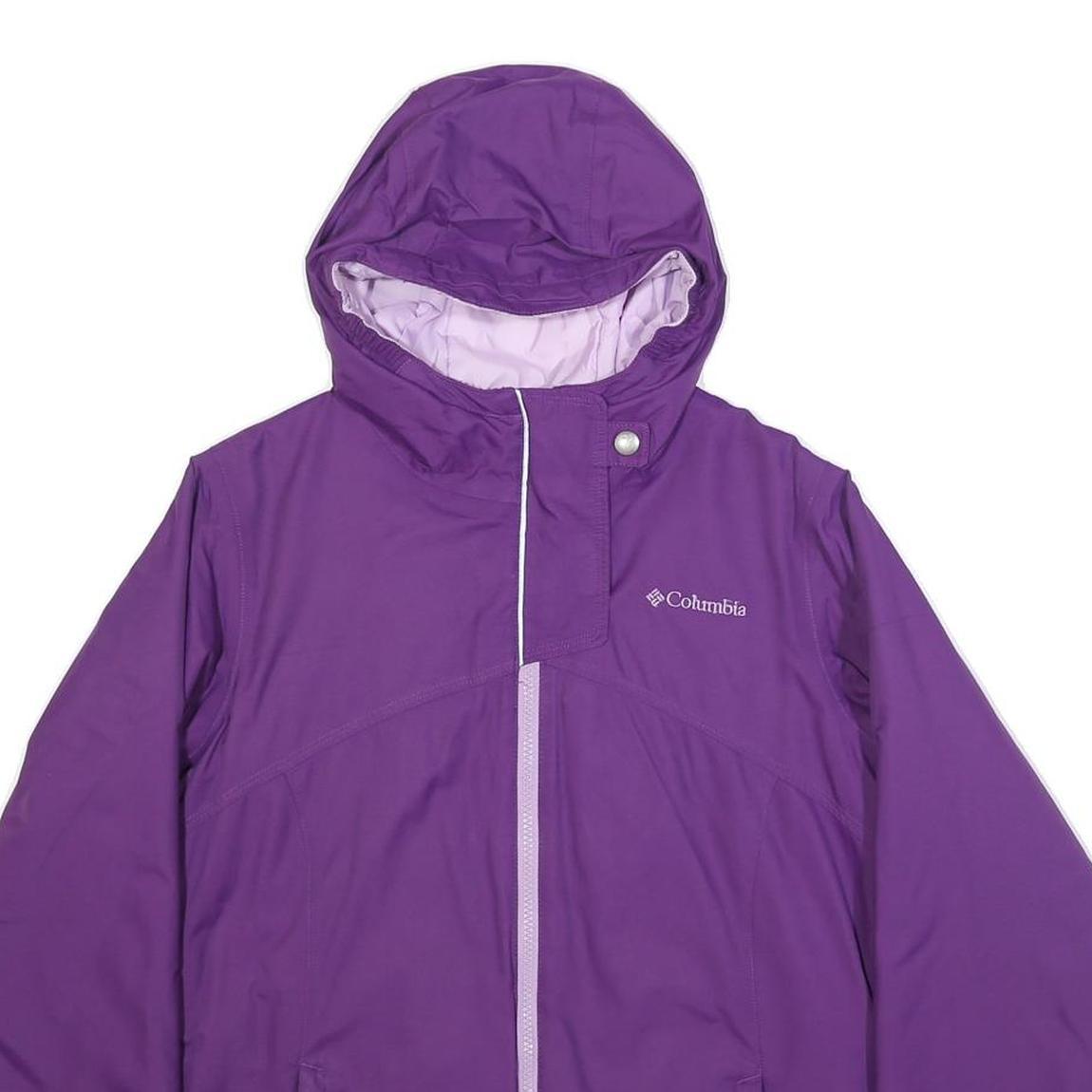 COLUMBIA Womens Purple & Lilac Outdoor Jacket L Nylon Plain Hooded Zip Fasten