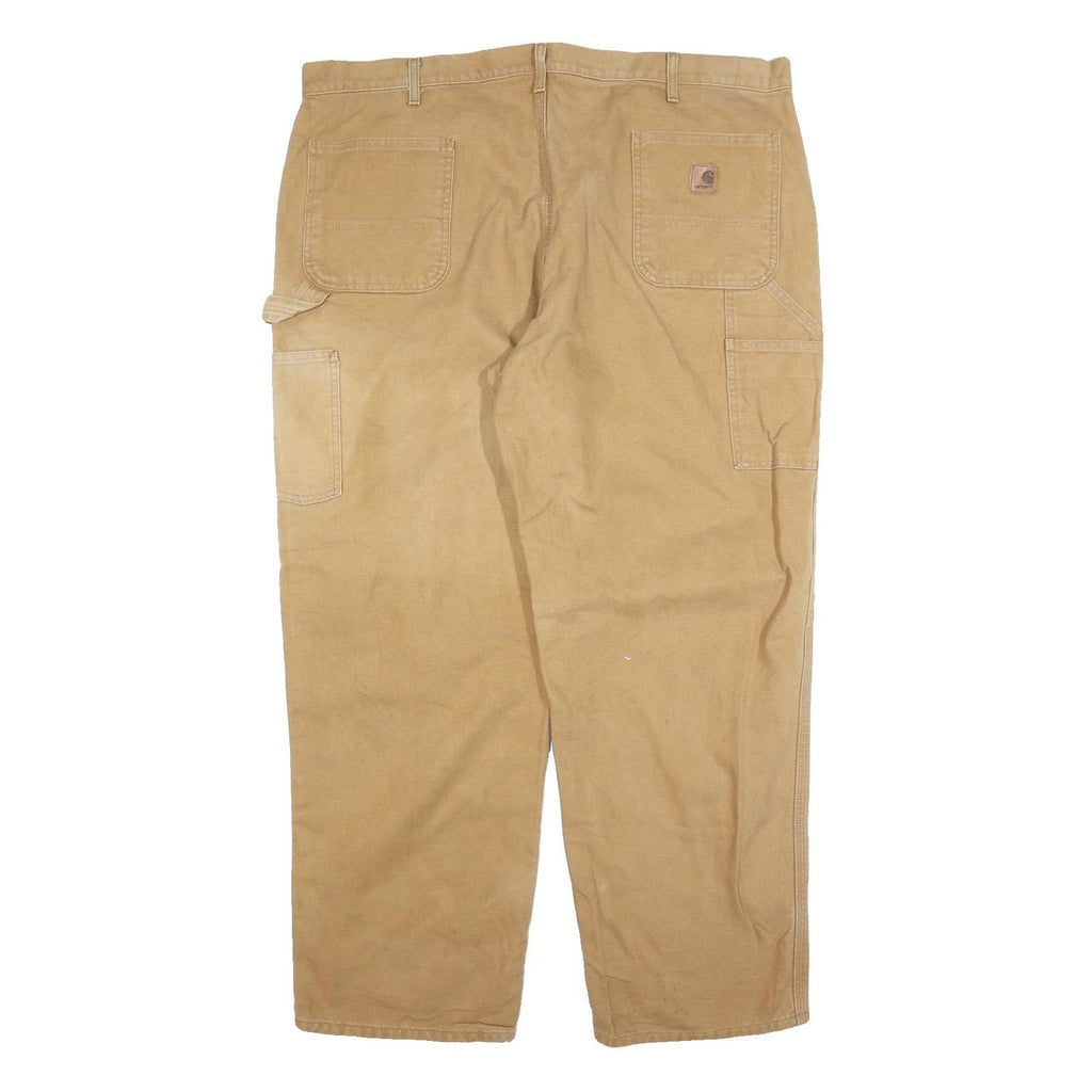 CARHARTT Mens Jeans Beige Relaxed Straight Denim W44 L30 Workwear Zip Closure