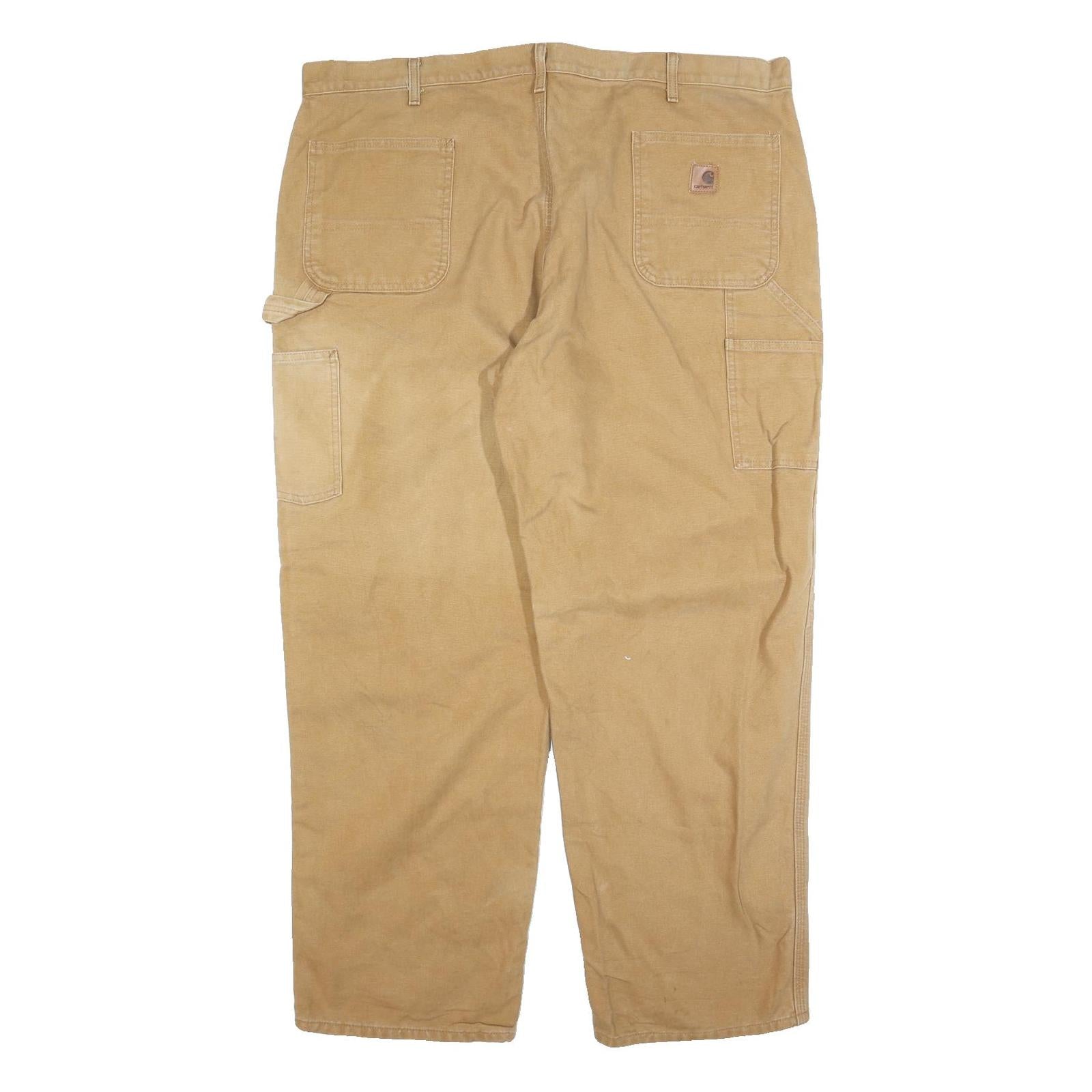 CARHARTT Mens Jeans Beige Relaxed Straight Denim W44 L30 Workwear Zip Closure