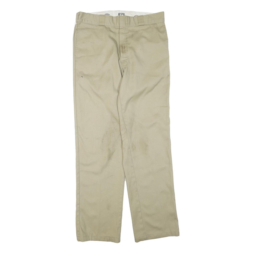 DICKIES Mens Beige Regular Fit Straight Polyester Blend Trousers W36 L34