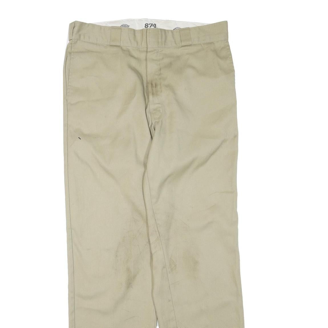 DICKIES Mens Beige Regular Fit Straight Polyester Blend Trousers W36 L34